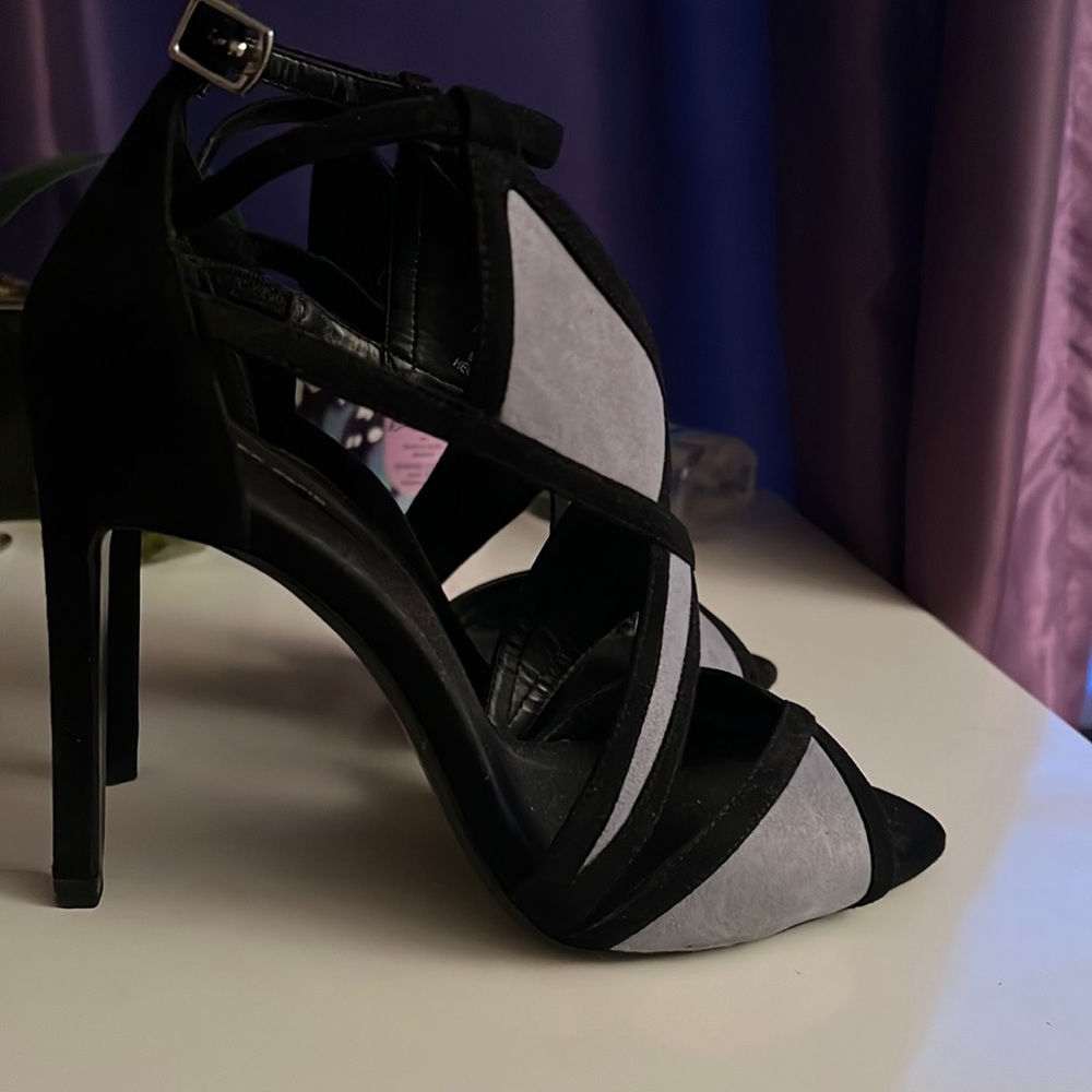 Zara black suede and blue stiletto